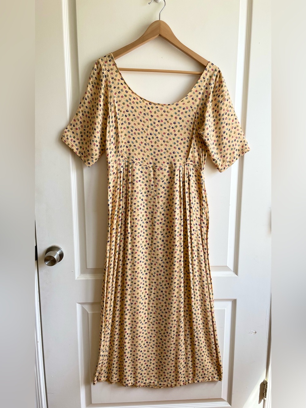 Vintage Marrika Nakk Yellow Colorful Floral Dress Sz S Western Prarie Cowgirl - Picture 2 of 5